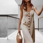 Summer Fashion V-Neck Button Dress Women Sleeveless Office Party Casual Dresses - Image 8