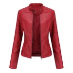 Thin Large Size Leather Clothing With Stand Collar Slim-fit Jacket - Image 4