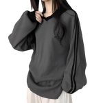 Contrast-color POLO Collar Striped Hoodie - Image 3