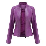 Thin Large Size Leather Clothing With Stand Collar Slim-fit Jacket - Image 8