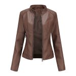 Thin Large Size Leather Clothing With Stand Collar Slim-fit Jacket - Image 10