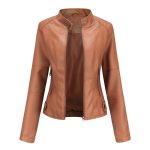 Thin Large Size Leather Clothing With Stand Collar Slim-fit Jacket - Image 3